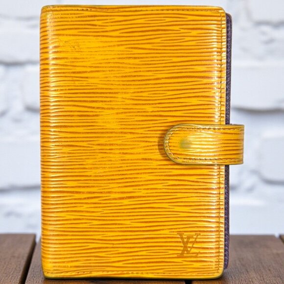 Louis Vuitton EPI Small Ring Agenda Cover COA Yellow EPI and Purple Interior - Picture 1 of 14